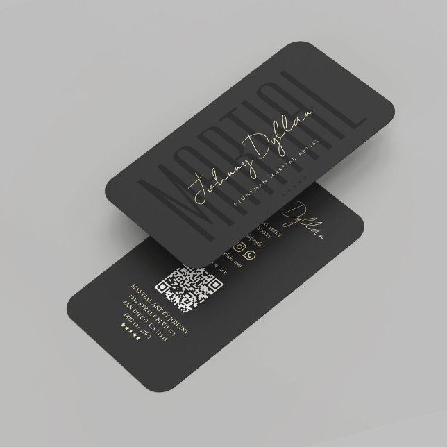 Modern Stuntman Martial Art Black Gold Business Card (Modern Stuntman Martial Art Black Gold Business Card
)