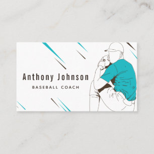 Modern Style Baseball Coach Trainer Social Media Business Card