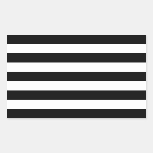 Modern Style Black And White Stripes Rectangular Sticker (Front)