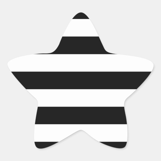 Modern Style Black And White Stripes Star Sticker (Front)