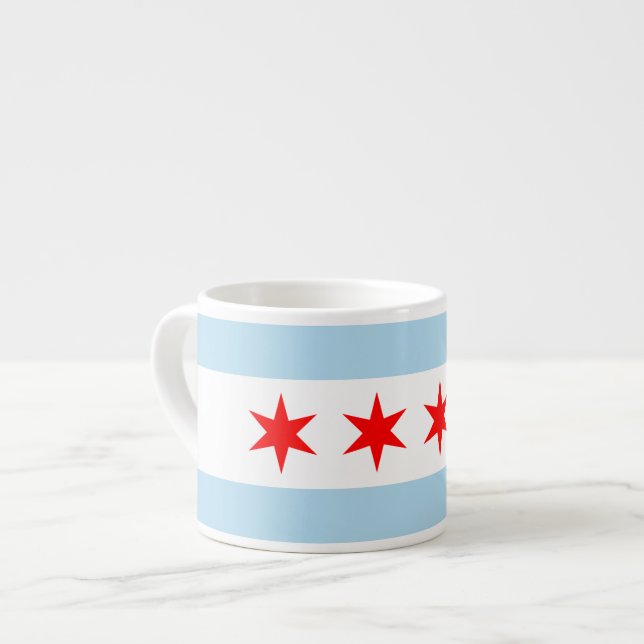 Modern Style Chicago Flag Espresso Cup (Front Left)