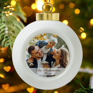 Modern Style Custom Photo Ceramic Ball Christmas Ornament