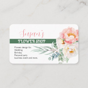 Modern Style Flower Shop Business Card with Peony