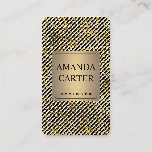 Modern Style Luxury Stripes Business Card (Front)