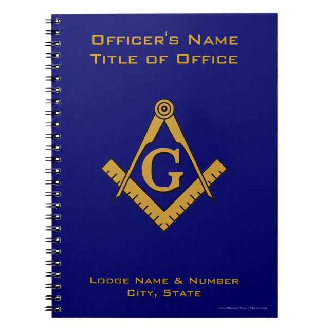Modern Style Masonic Lodge Officer's Notebook (Front)