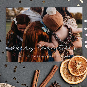 Modern Style Merry Christmas Family Photo Holiday Card