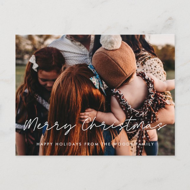 Modern Style Merry Christmas Family Photo Postcard (Front)