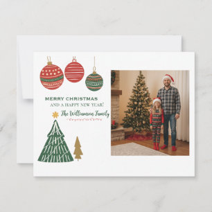 Modern Style Ornaments Christmas Tree Photo  Holiday Card