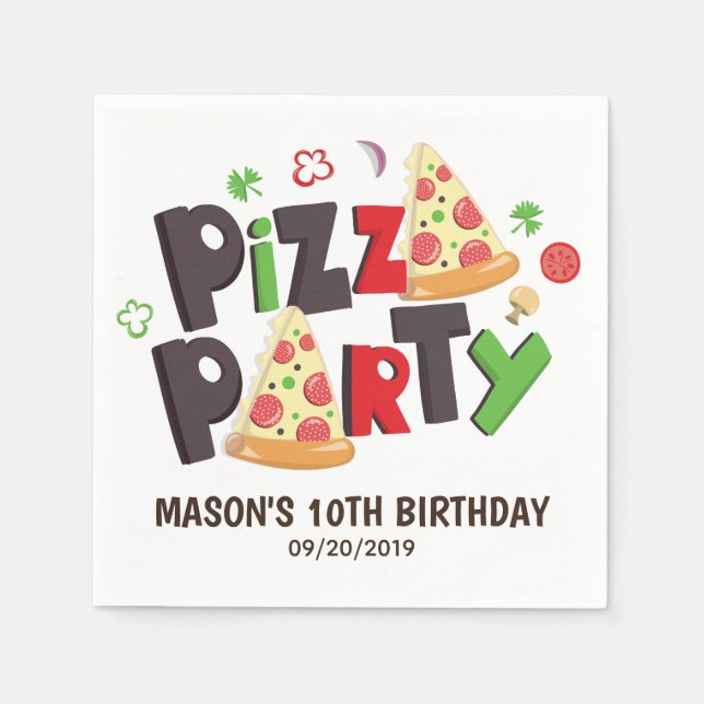Modern Style Pizza Party Napkin (Front)