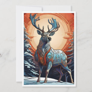 Modern style Reindeer, modern design, fantasy xmas Holiday Card