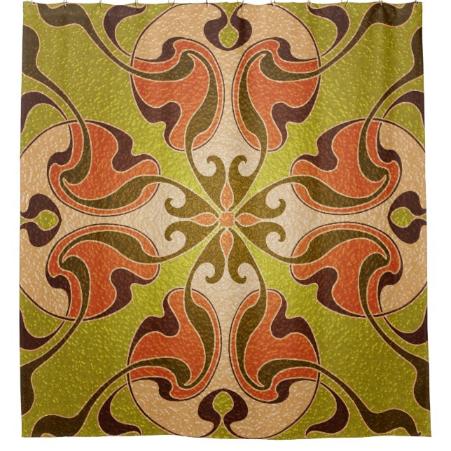 Modern Style Stained Glass Window Shower Curtain (Front)
