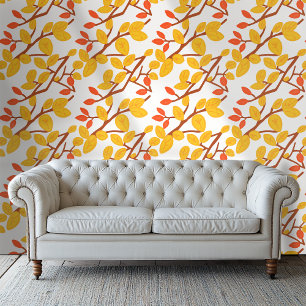 Modern Style Wallpaper Orange and Red Branches