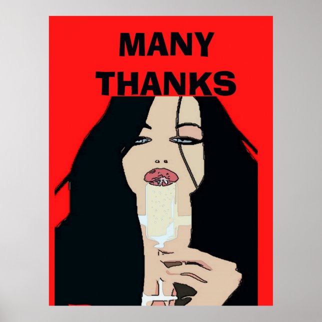 Modern Style Wine Poster, Many Thanks Poster (Front)