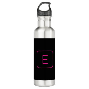 Modern Styled Initial Monogram Pink & Black 710 Ml Water Bottle