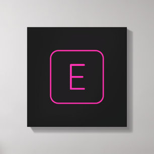 Modern Styled Initial Monogram   Pink & Black Canvas Print