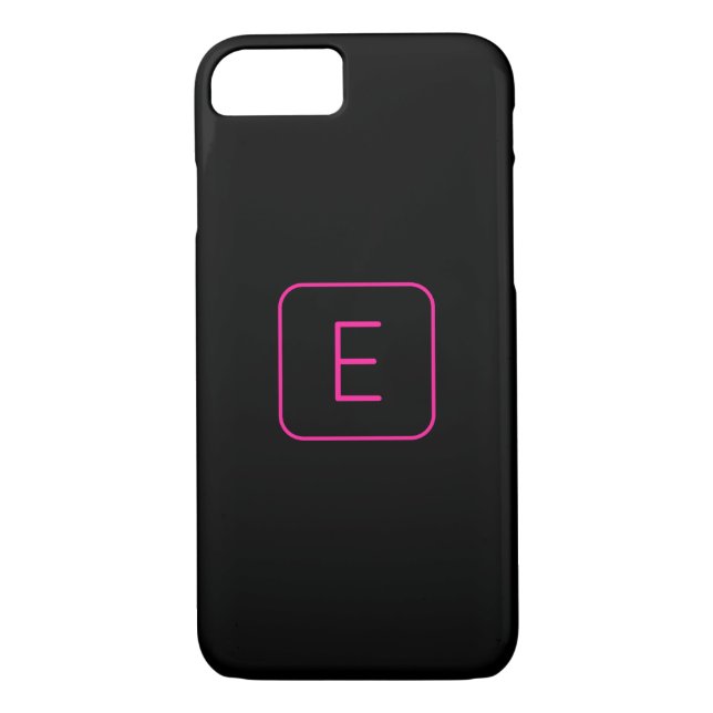 Modern Styled Initial Monogram | Pink & Black Case-Mate iPhone Case (Back)