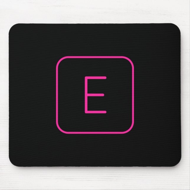 Modern Styled Initial Monogram | Pink & Black Mouse Mat (Front)