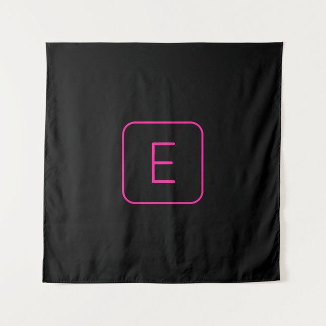 Modern Styled Initial Monogram | Pink & Black Tapestry (Front)