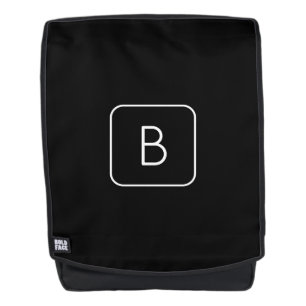 Modern Styled Initial Monogram White & Black Backpack