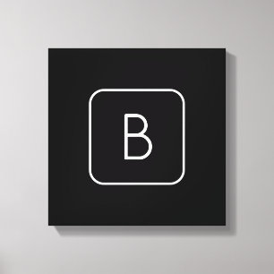 Modern Styled Initial Monogram   White & Black Canvas Print
