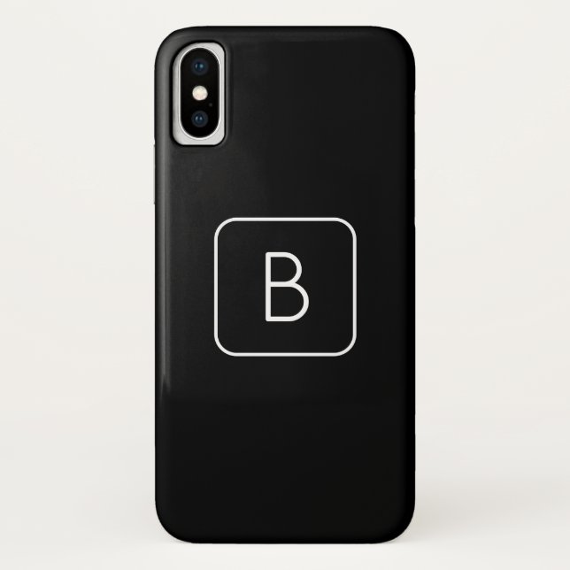 Modern Styled Initial Monogram | White & Black Case-Mate iPhone Case (Back)