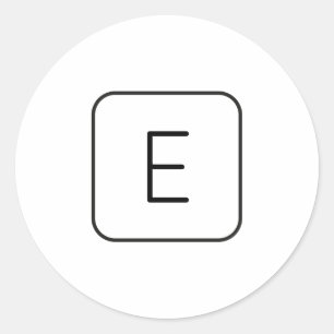 Modern Styled Initial Monogram   White & Black Classic Round Sticker
