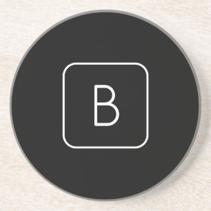 Modern Styled Initial Monogram White & Black Coaster