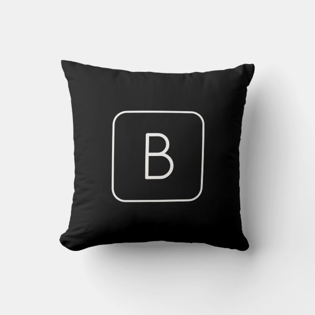 Modern Styled Initial Monogram | White & Black Cushion (Front)