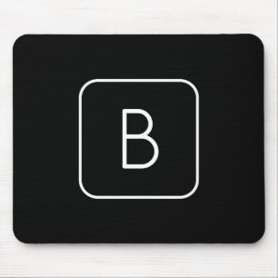 Modern Styled Initial Monogram   White & Black Mouse Mat