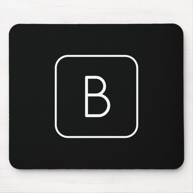 Modern Styled Initial Monogram | White & Black Mouse Mat (Front)