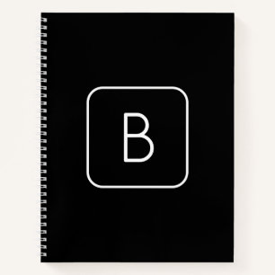 Modern Styled Initial Monogram   White & Black Notebook
