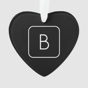 Modern Styled Initial Monogram White & Black Ornament