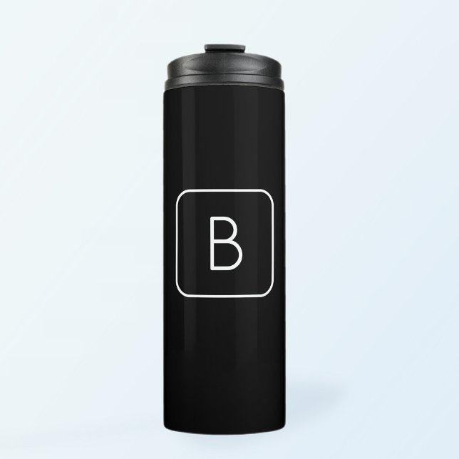 Modern Styled Initial Monogram | White & Black Thermal Tumbler (Creator Uploaded)