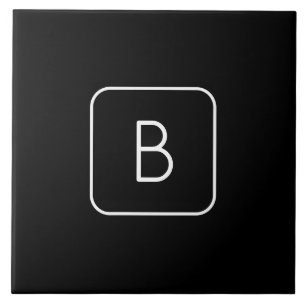 Modern Styled Initial Monogram White & Black Tile