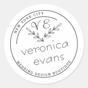 Modern stylised botanical branches logo classic round sticker