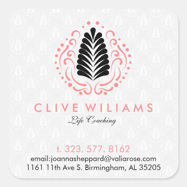 Modern Stylised Feathers & Swirls Logo Design Square Sticker (Front)