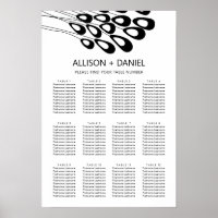 Modern Stylised Peocock Wedding Seating Chart Sign