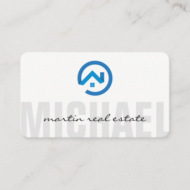 Modern Stylised Real Estate Logo | Home Renovation Business Card (Front)