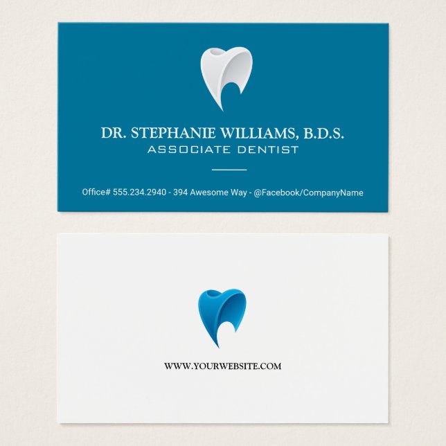 Modern Stylised Tooth Logo | Dental (Front & Back)