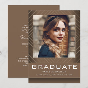 Modern Stylish 1 Photo Earth Tone Graduation Announcement