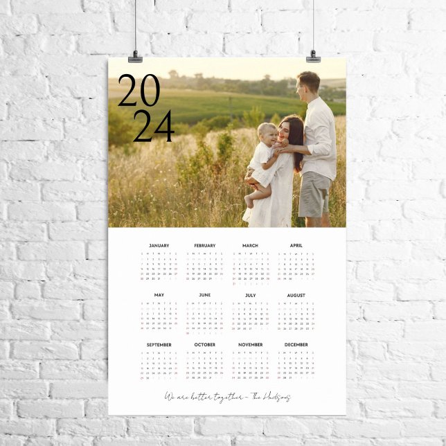 Modern & Stylish 2024 Full Year 1 Photo Calendar Poster (Creator Uploaded)