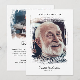 Modern Stylish 2 Painted Photo Funeral/Bereavement Thank You Card