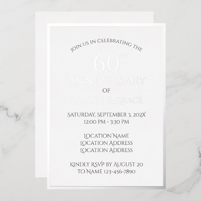 Modern Stylish 60th Wedding Anniversary Party  (Front/Back)