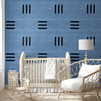 Modern Stylish African Mudcloth Light Blue Wallpaper