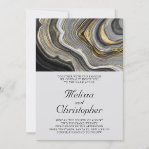 Modern Stylish Agate Geode Pattern Wedding Invitation