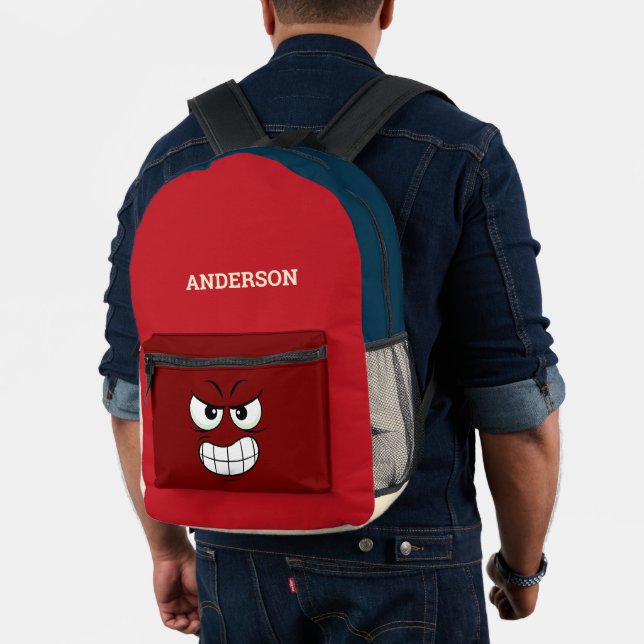 Modern Stylish Angry Face Printed Backpack (Insitu (Model))
