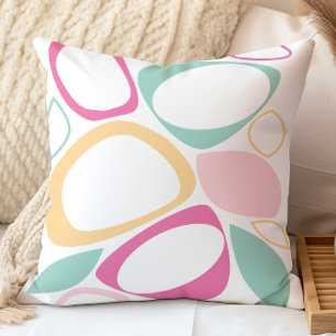 Modern Stylish Aqua Pink Yellow Abstract Pattern Cushion