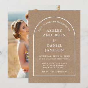 Modern Stylish Arch Kraft Photo Wedding Invitation