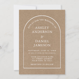 Modern Stylish Arch Kraft Wedding Invitation