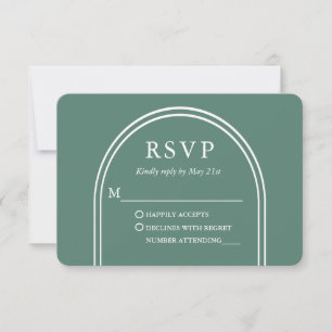 Modern Stylish Arch Wedding Eucalyptus Green RSVP Card